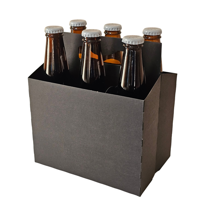 6 pack cardboard carrier for beer and beverage bottles