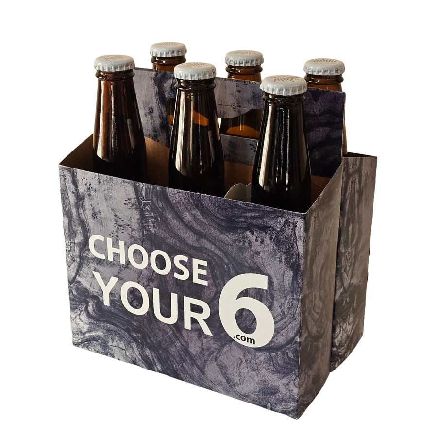 grey Choose Your 6 cardboard 6 pack beer bottle carrier