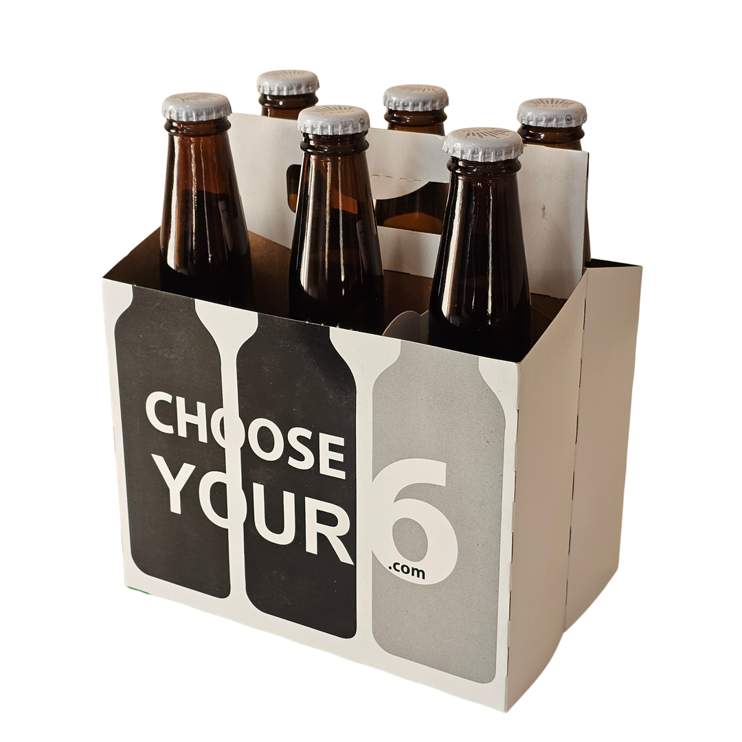 Pick Six Classic printed cardboard 6 pack carrier for beer bottles