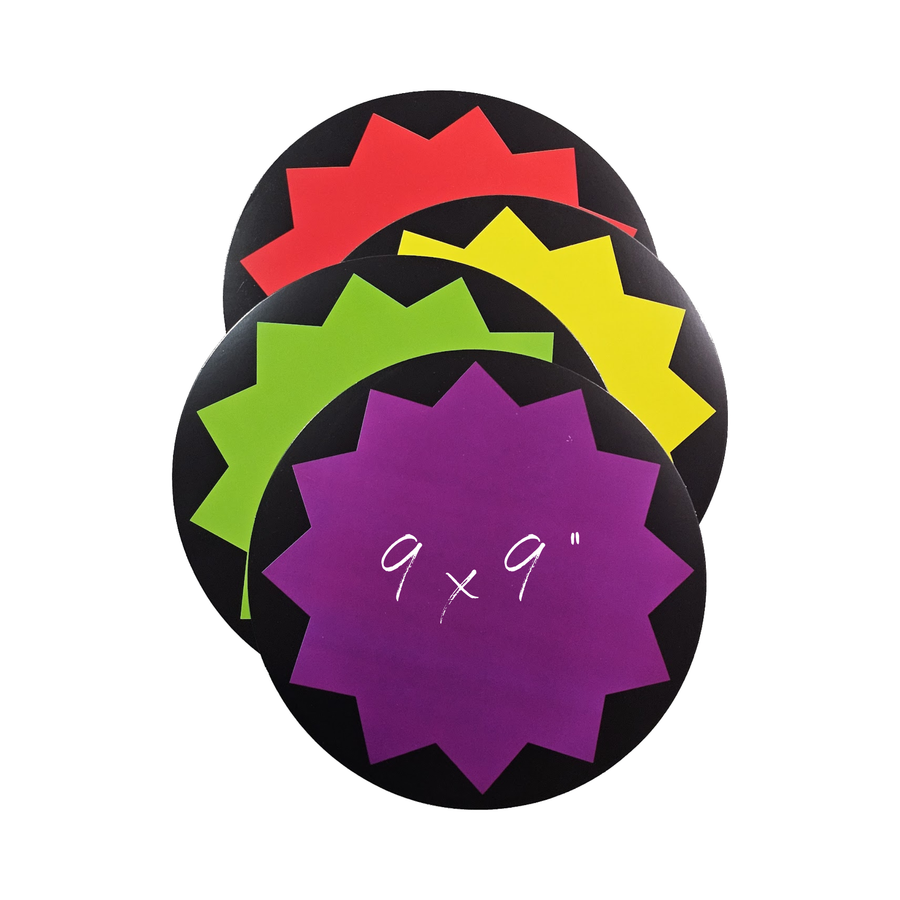 circular burst retail price sign 9 by 9 inches 100 per box