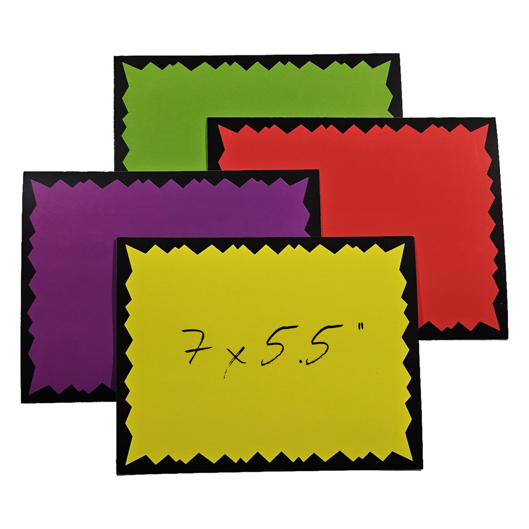 rectangular burst retail price sign 7 by 5.5 inches colors 100 per box