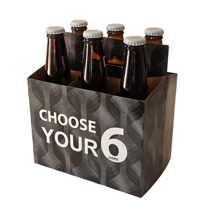 black Choose Your 6 cardboard 6 pack beer bottle carrier