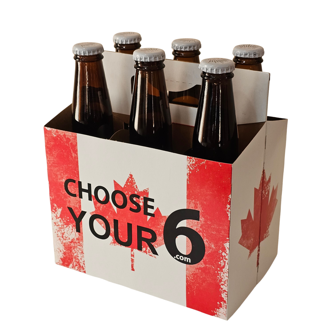 Canadian flag Choose Your 6 cardboard 6 pack beer bottle carrier
