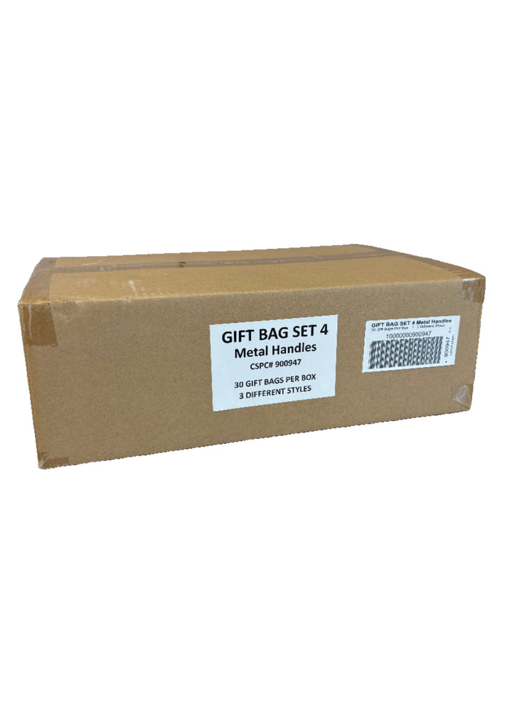 Metal Handle Gift Bag Set 4 - 30 Gift Bags  3 styles