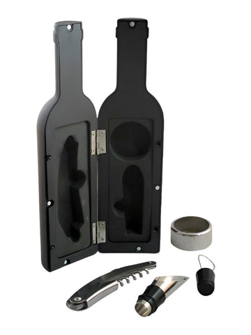 Black Bottle Shaped Corkscrew Set