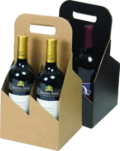 4 Wine Bottle Cardboard Carrier   100/Box