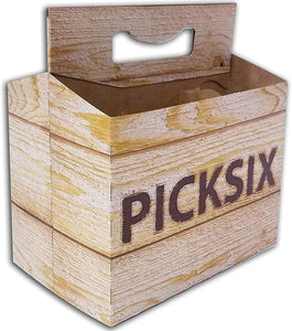 6 Pack Printed Cardboard Carrier - Pick Six Wood Design   150/box